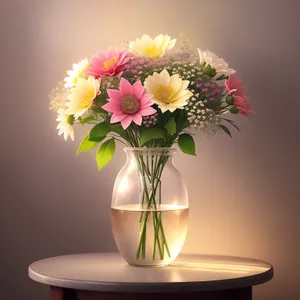 Spring Blooms Vase - Pink Floral Arrangement in Glass