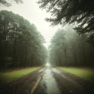 Dynamic Skyline: Tranquil Road through luscious Landscape