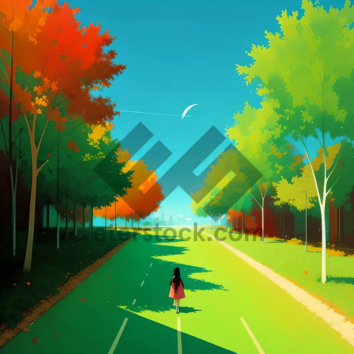 Picture of Vibrant Autumn Landscape with Maple Tree
