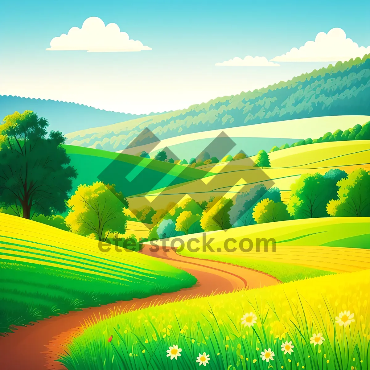 Picture of Idyllic Golf Course Amidst Lush Countryside
