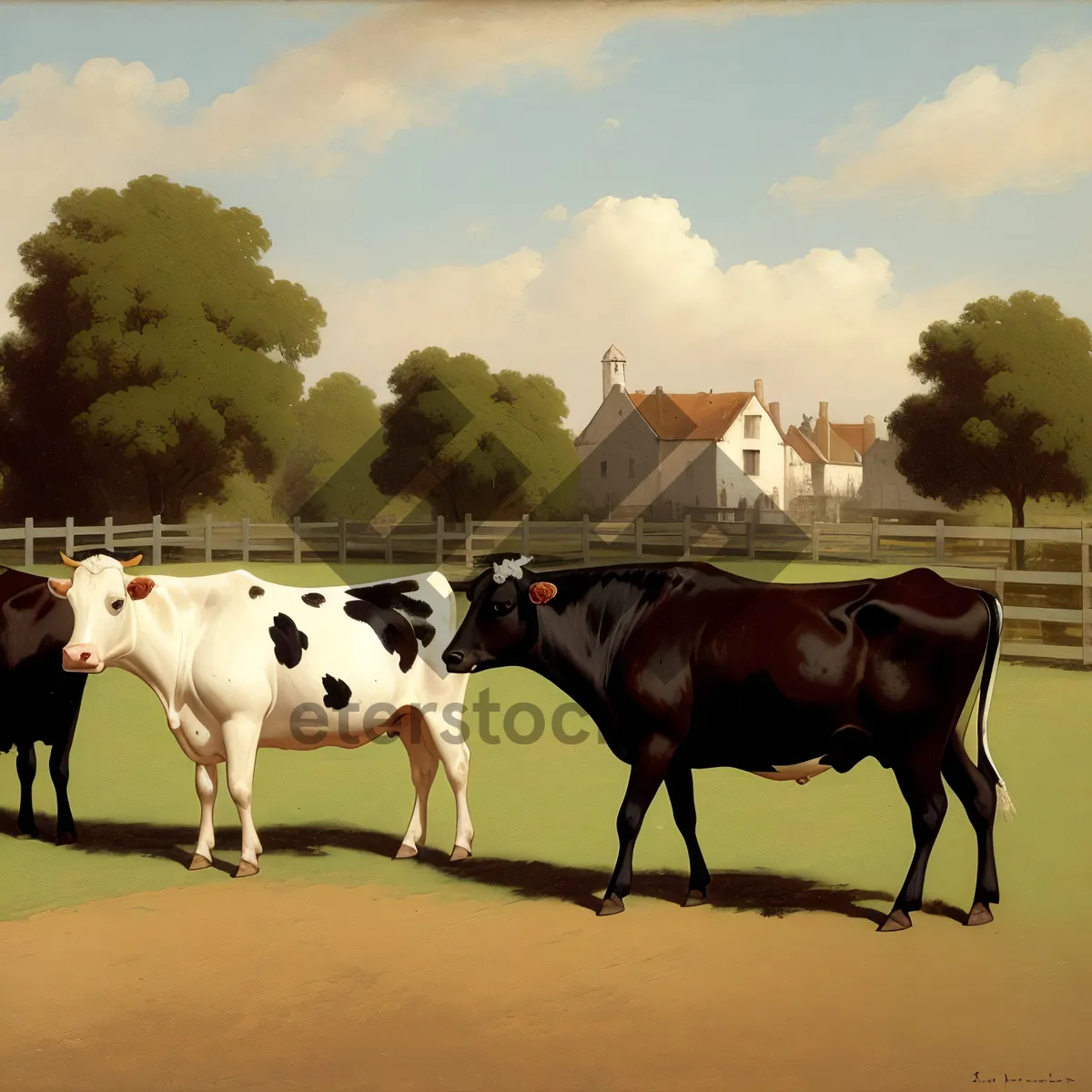 Picture of Rural Ranch with Grazing Cattle