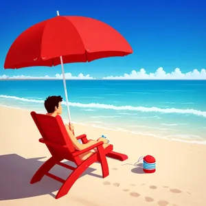 Relaxing Beach Getaway with Vibrant Umbrella