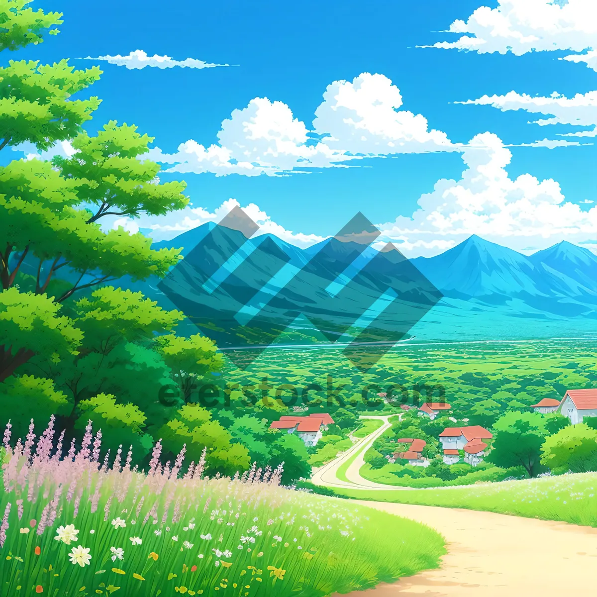 Picture of Idyllic Countryside Meadow Under a Sunny Sky