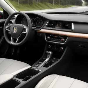 Modern Luxury Car Interior with Steering Wheel