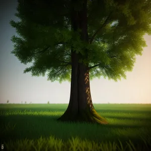 Tranquil Oak in Summer Landscape