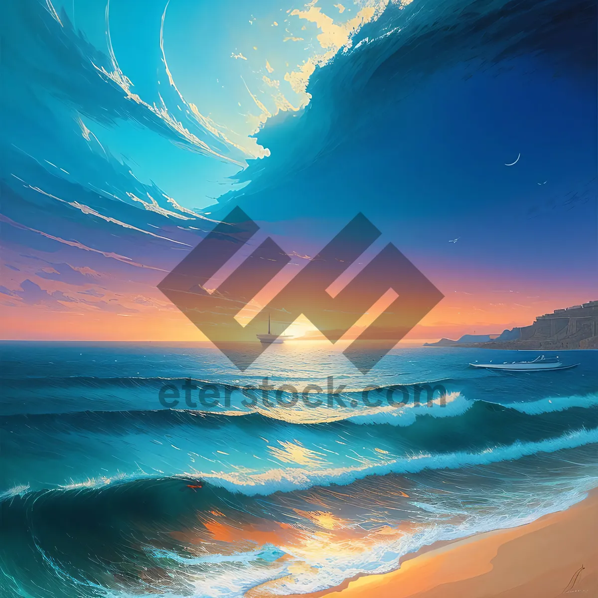 Picture of Sunny beachwaves on a tropical coastline.