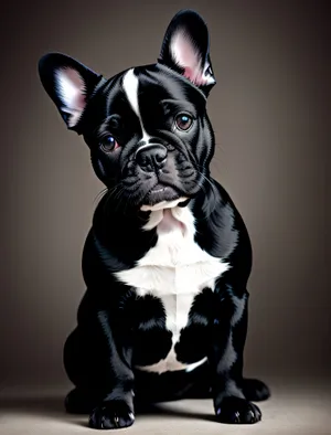Adorable black Bulldog portrait - Purebred canine cuteness!