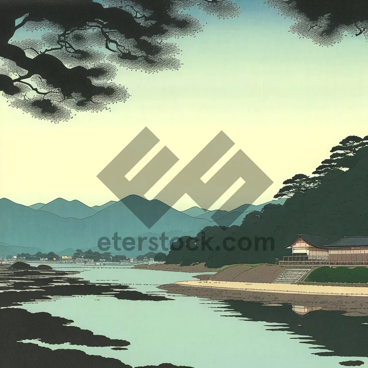 Picture of Serene Beachside Reflection in Summer