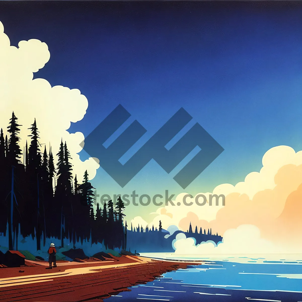 Picture of Golden Sunset over Serene Ocean Waters