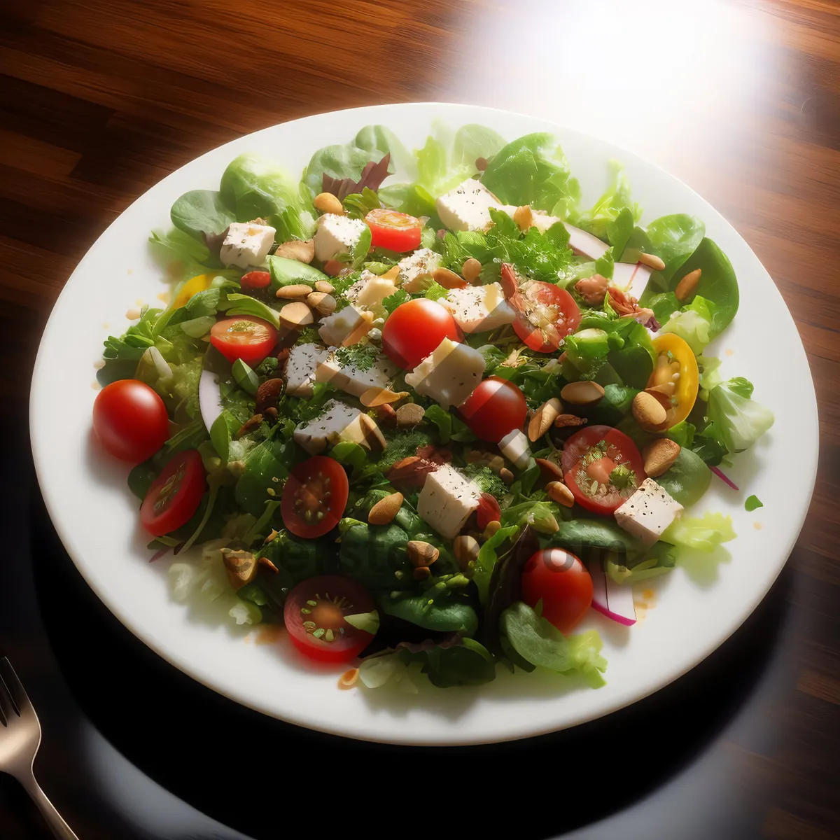 Picture of Healthy Vegetable Salad with Chickpeas and Tomato slices