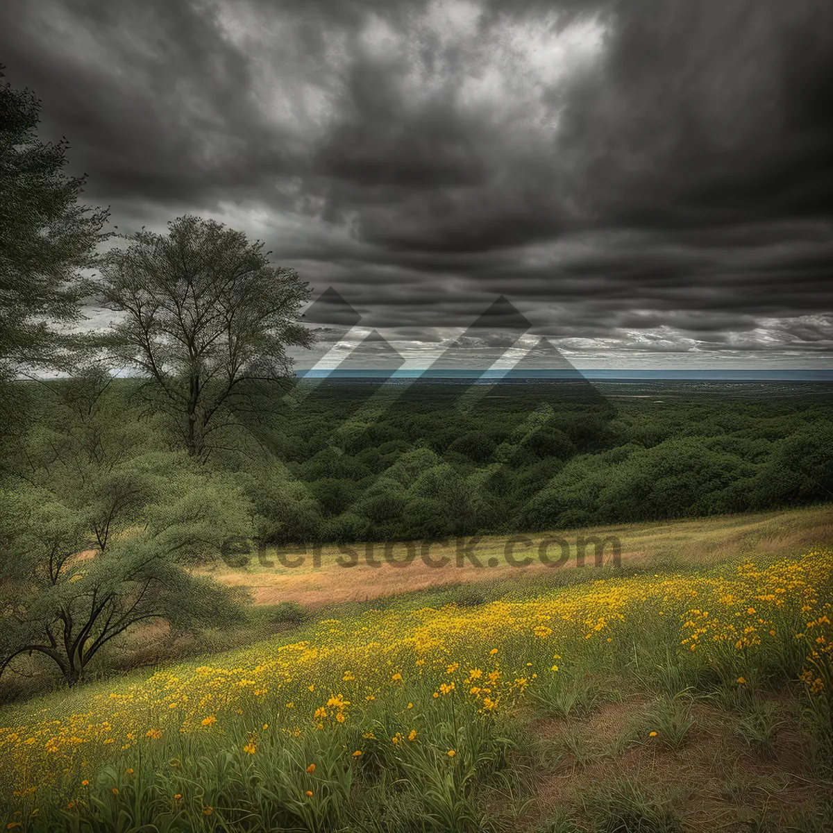 Picture of Golden Rapeseed Field under Sunny Sky