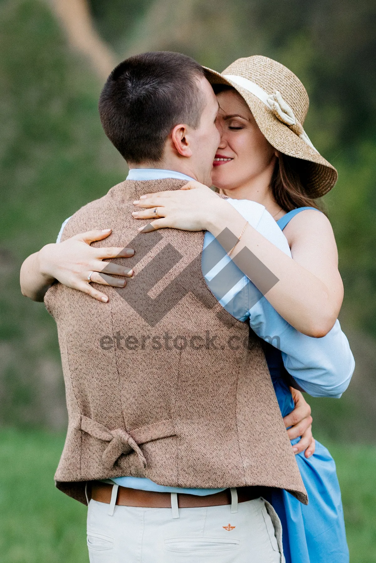 Picture of Happy Child in Park with Sun Hat Smiling