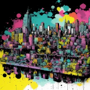 Vibrant Urban Cityscape - Modern Art Jigsaw Puzzle