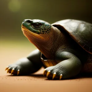 Slow and Cute Box Turtle in Desert