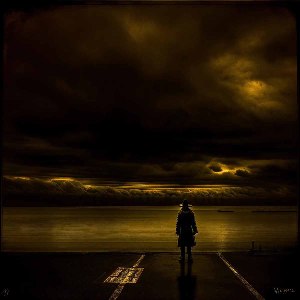 Picture of Golden Horizon: Serene Sunset Over Tropical Coastal Waters