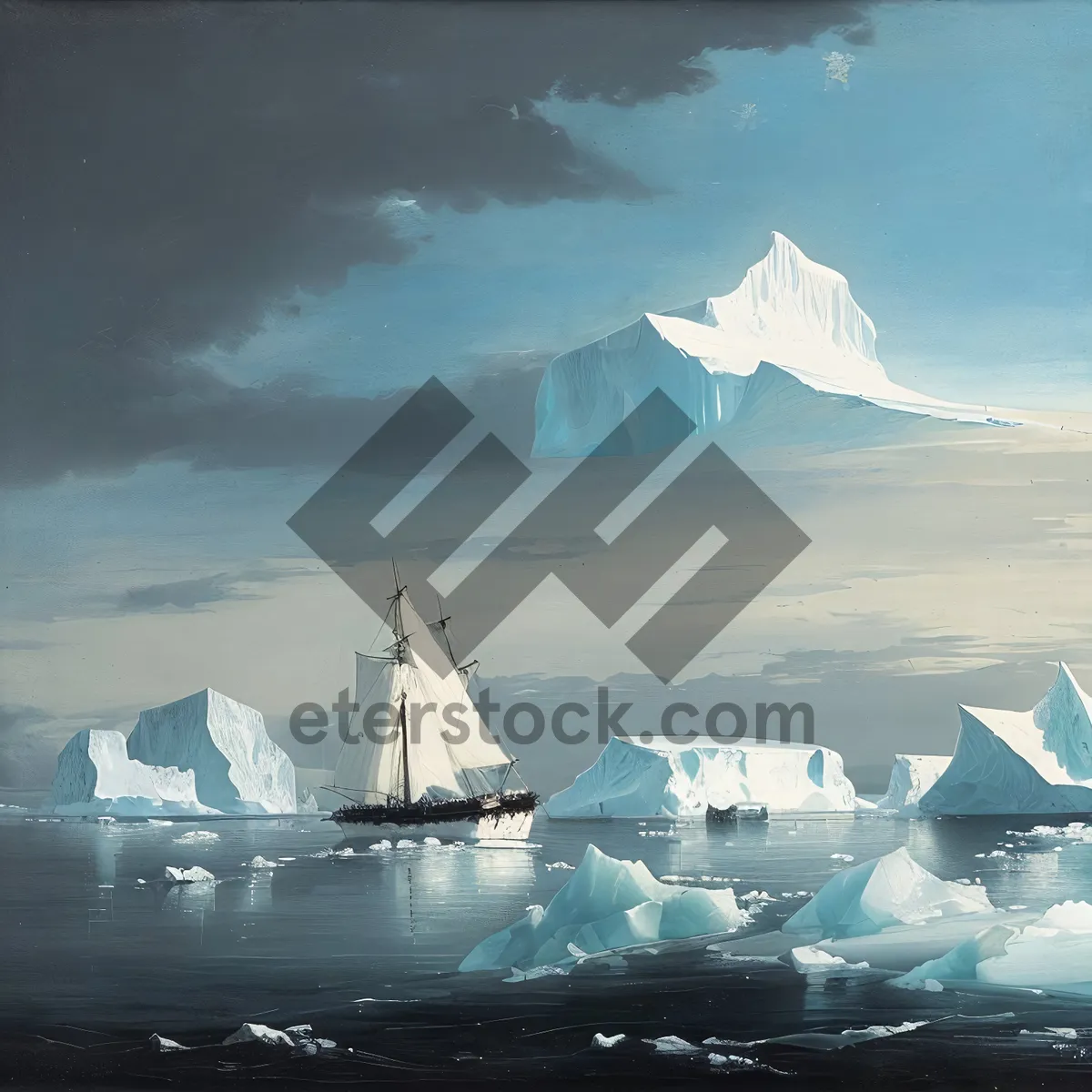 Picture of Serene Arctic Seascapes: A Majestic Sail through Icy Waters