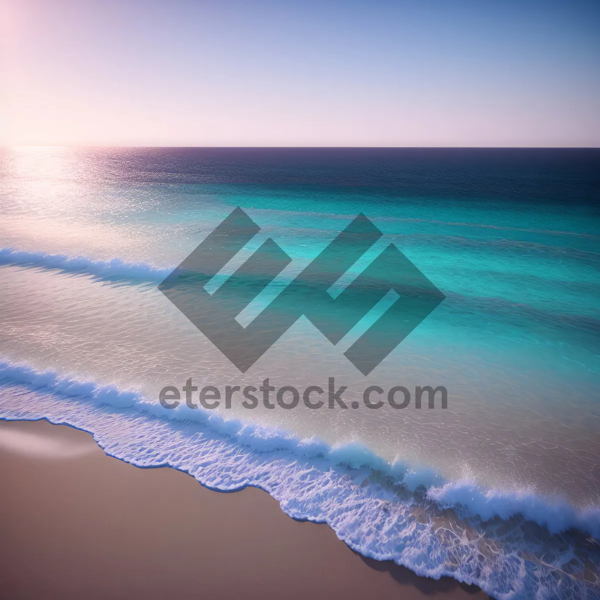 Picture of Tranquil Waters: Serene Beachscape under Golden Sunset.