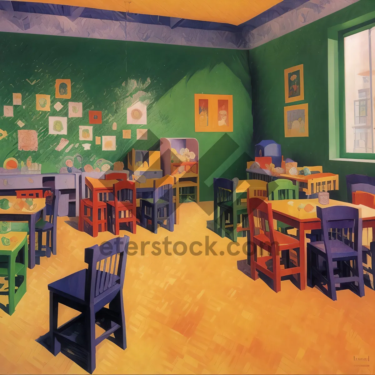 Picture of Modern Classroom with Stylish Furniture and Natural Lighting
