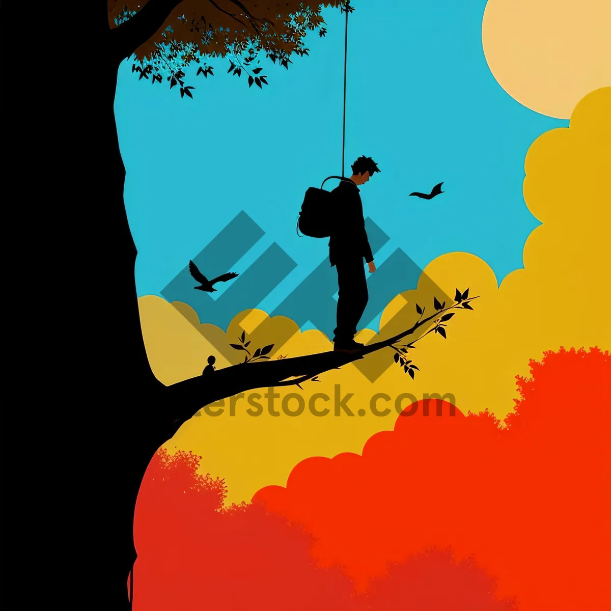 Picture of Silhouette Map with Giraffe Wildlife