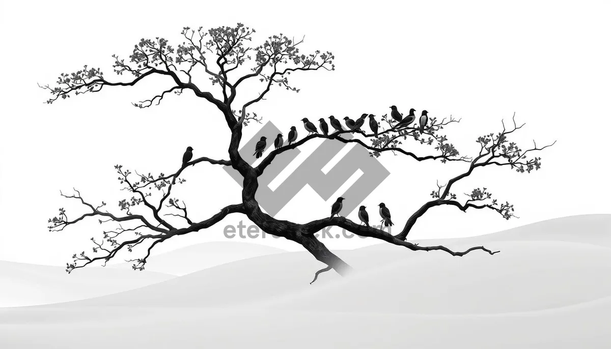 Picture of Silhouette of tree branches against black sky