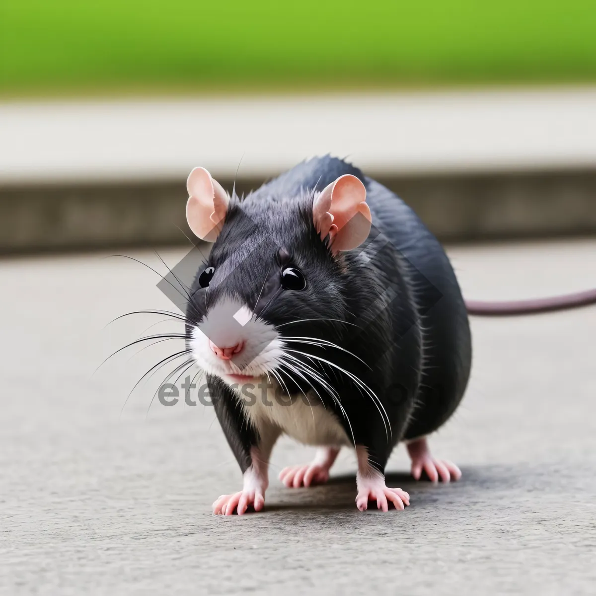 Picture of Cute Fluffy Rat with Whiskers and Furry Tail