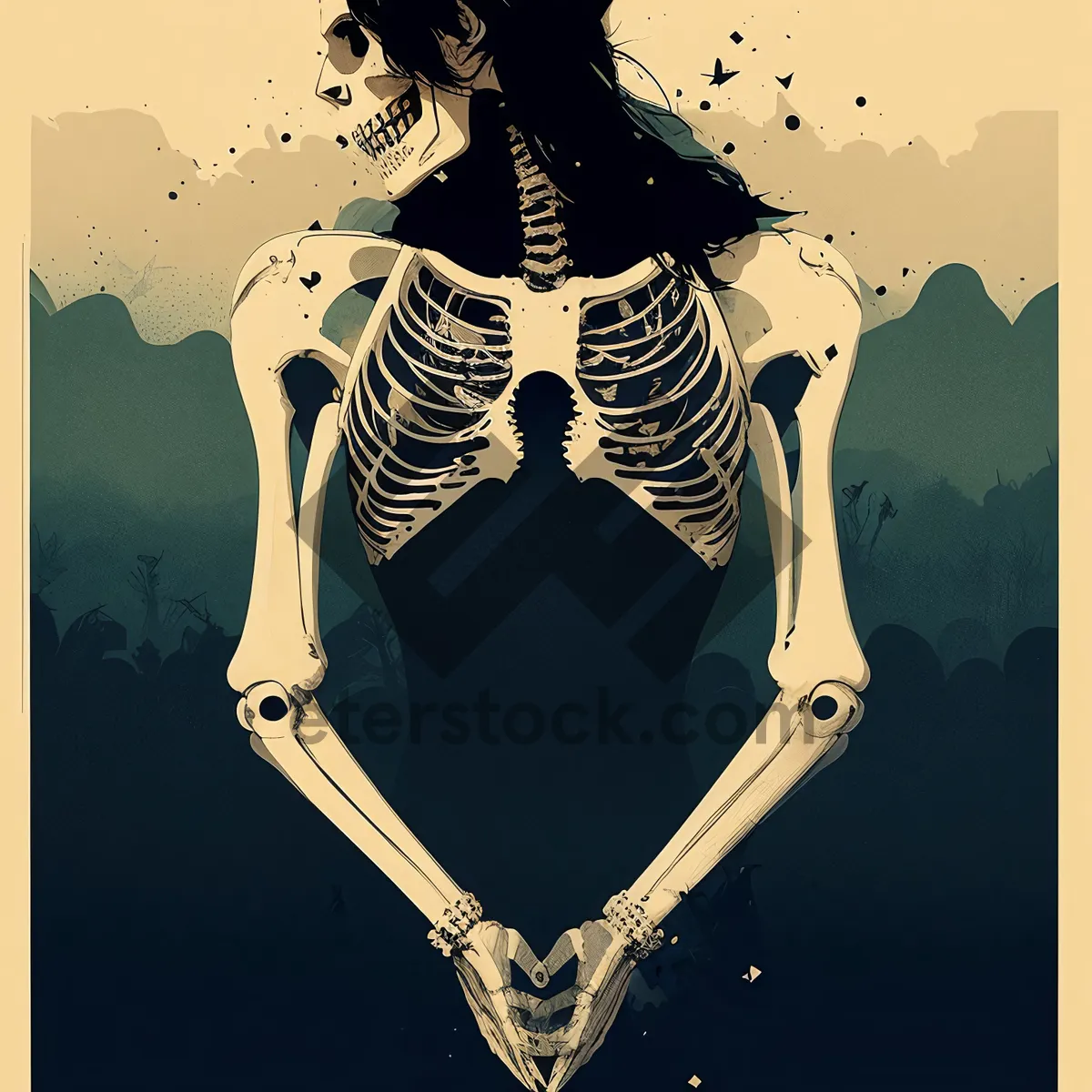 Picture of Black Skull X-Ray - Human Anatomy Medical Image