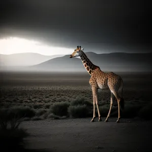 Silhouette of a Majestic Giraffe at Sunset