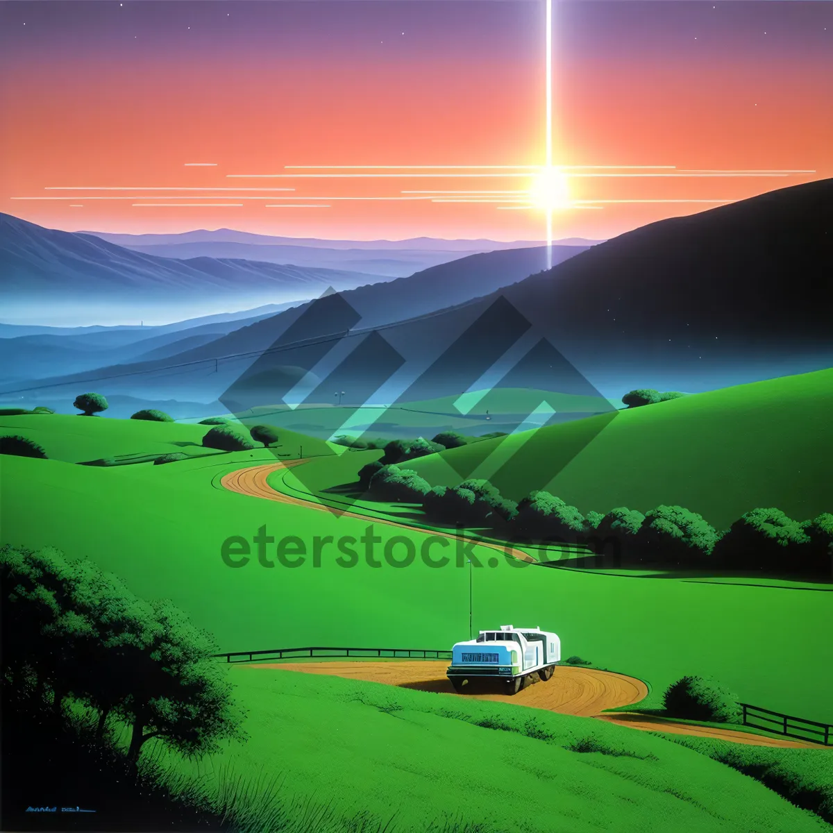 Picture of Vibrant Meadow Under a Clear Blue Sky