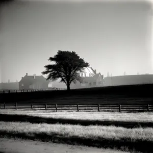 Rural Horizon: Serene Clouds Over Fields and Fence