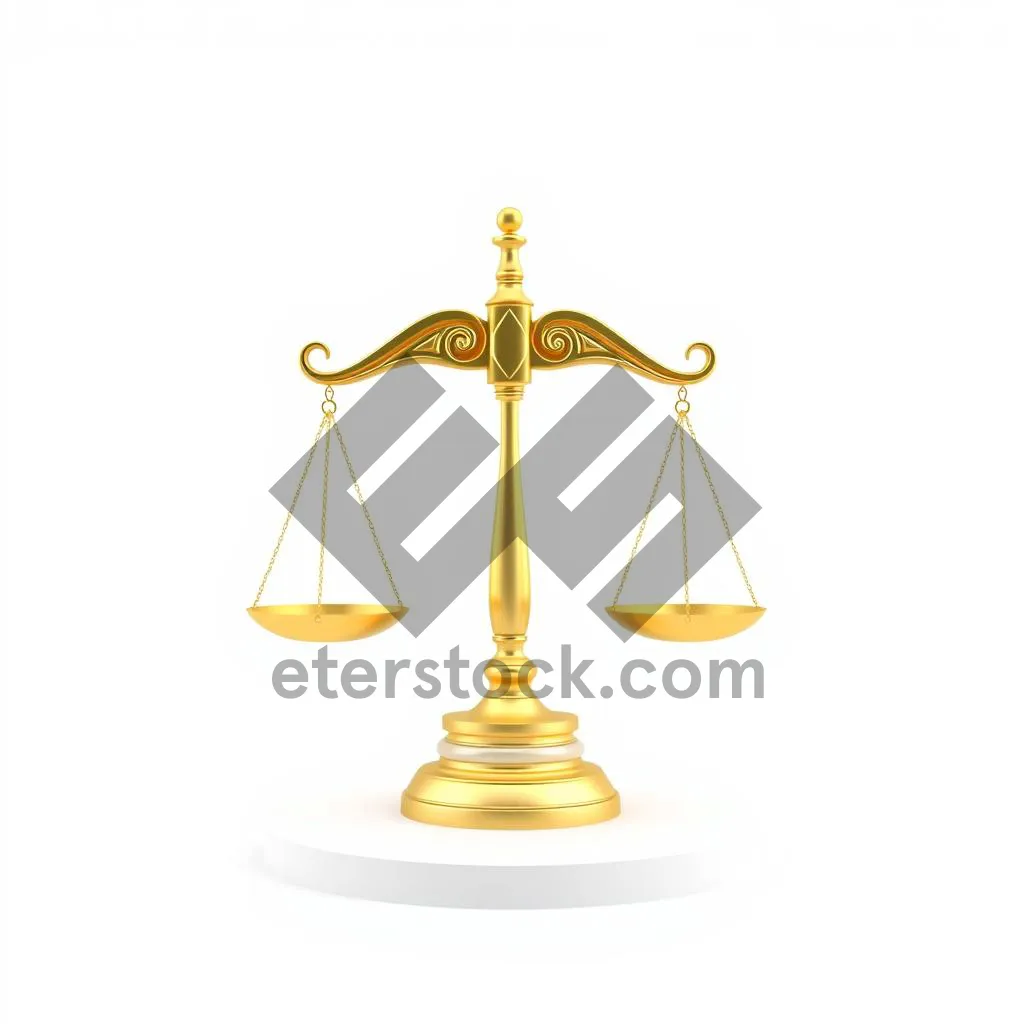 Picture of Golden justice scale icon symbolizing law and balance