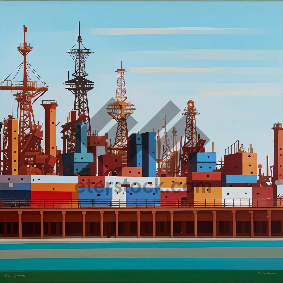 Picture of Shipping Industry Port with Container Ship Loading