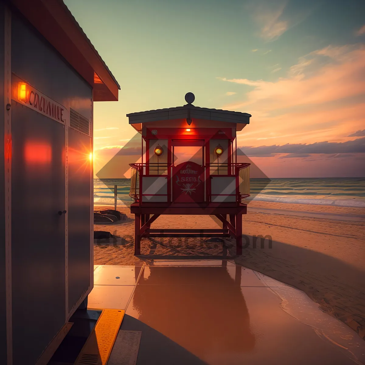 Picture of Serene Sunset at Coastal Beacon Tower