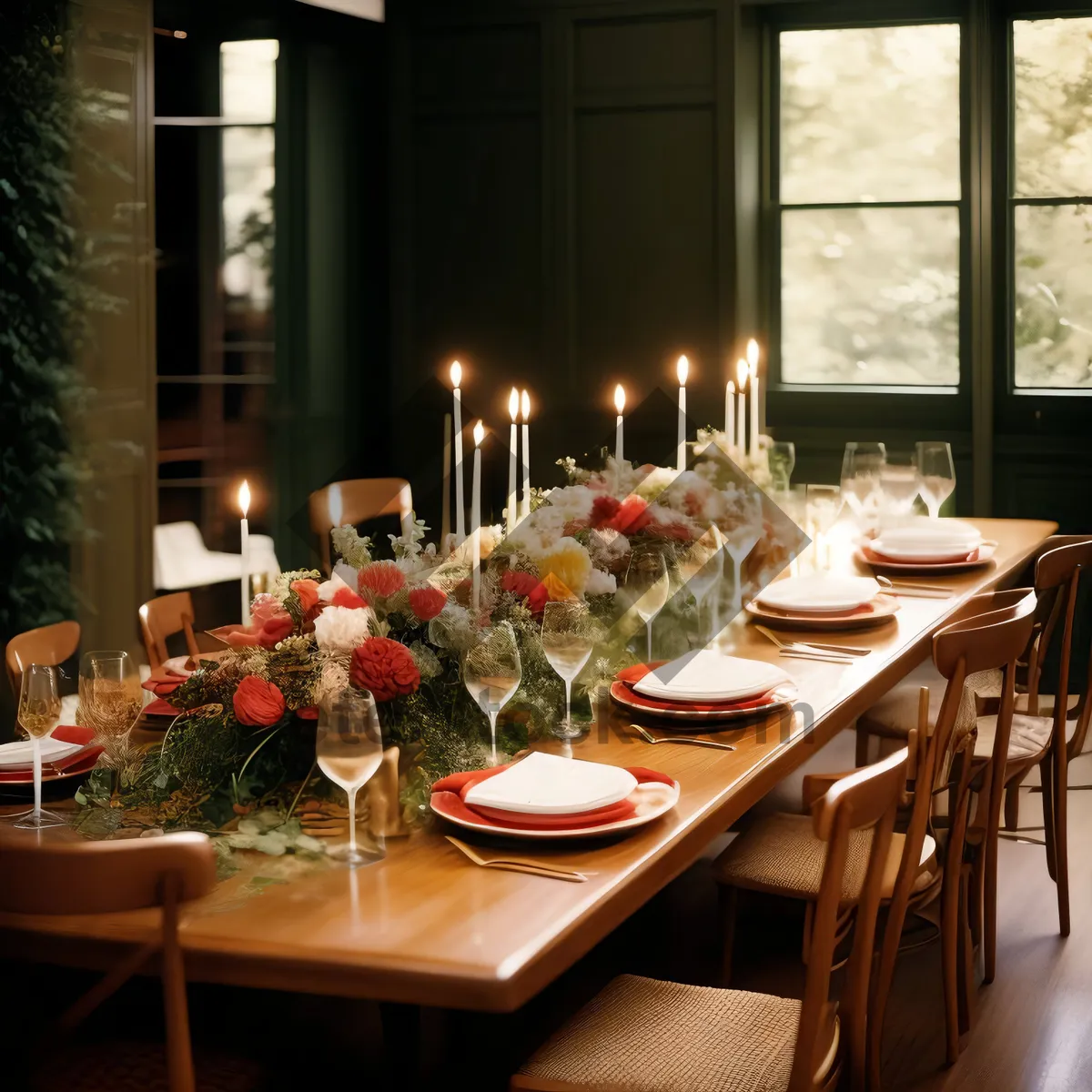 Picture of Luxurious dining room with elegant furniture and decor
