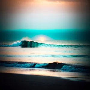 Breathtaking Sunset Over Serene Ocean Beach
