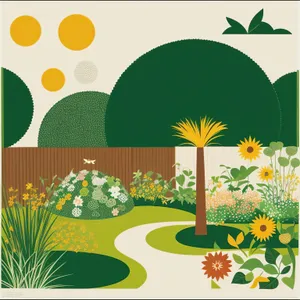 Vibrant Summer Floral Landscape Card