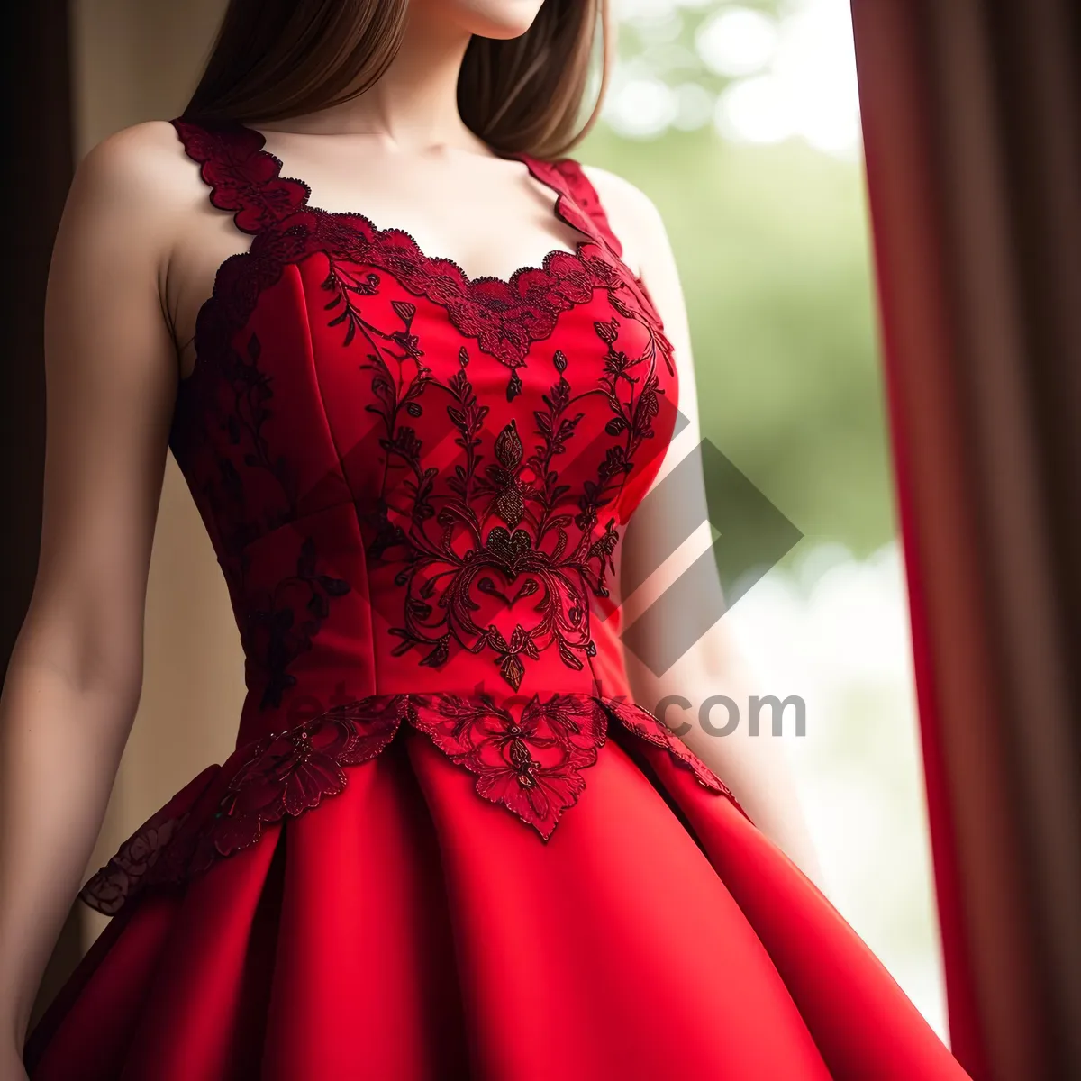 Picture of Elegant brunette lady in a stunning dinner dress