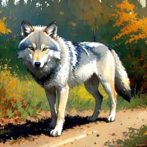 Majestic Timber Wolf - Nature's Fierce Canine