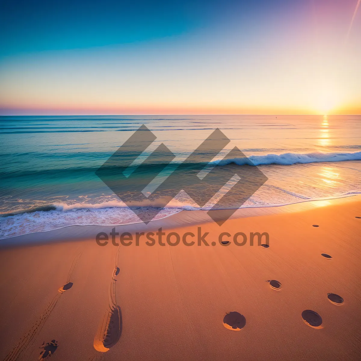 Picture of Golden Sunset Over Tropical Beach