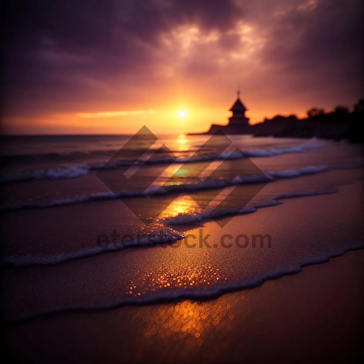 Picture of Golden Horizon: Serene Sunset over Beach