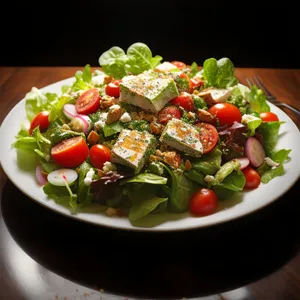 Nutritious bowl with fresh vegetables and cheese