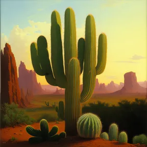 Saguaro Sunset: Majestic Desert Landscape with Cactus