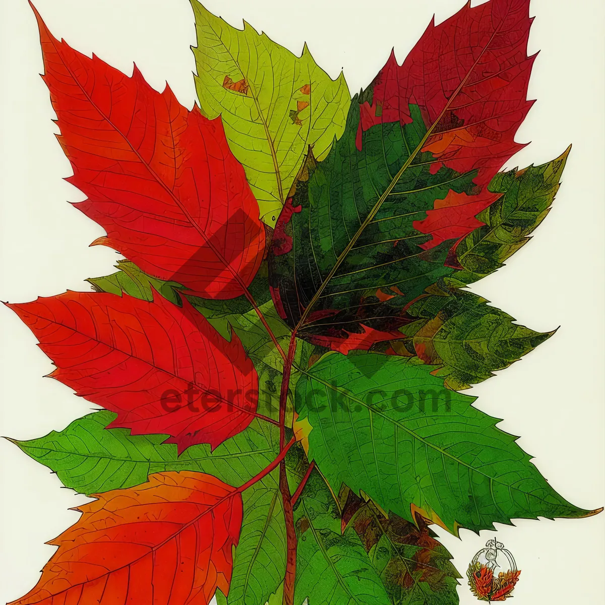 Picture of Autumn Maple Leaves Falling in Forest