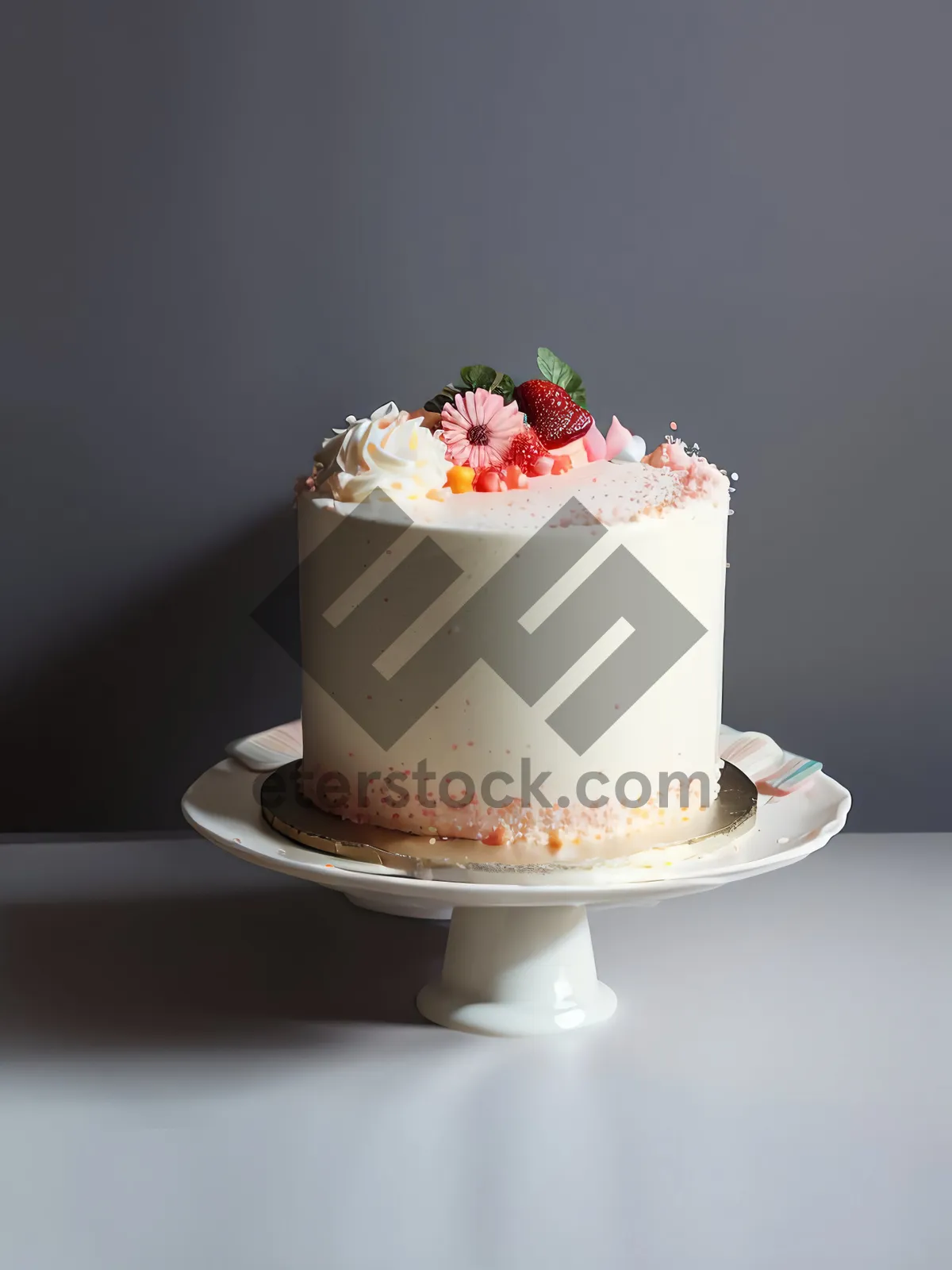 Picture of Delicious Strawberry Cream Cake with Mixed Drink