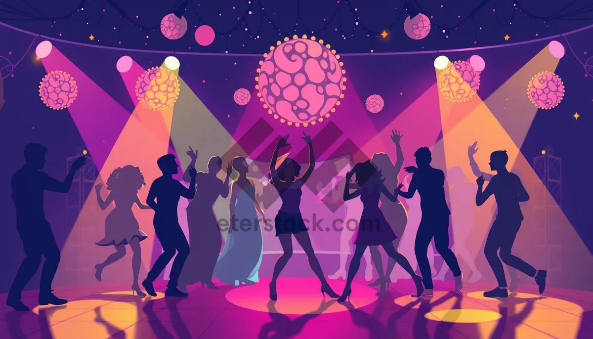 Picture of Silhouette of man dancing at disco party.