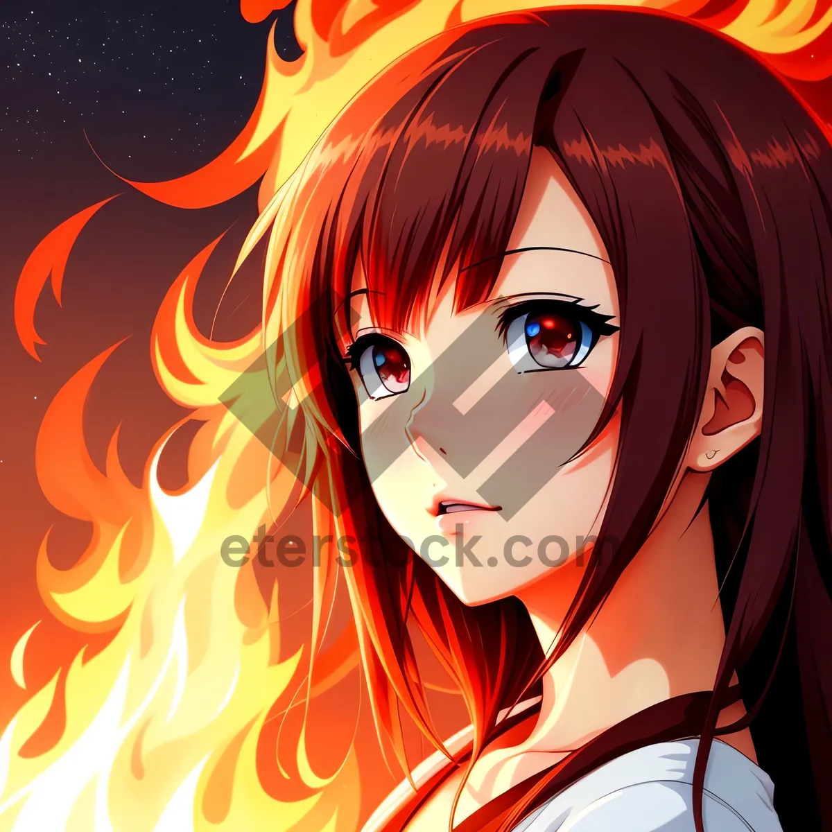 Picture of Stylish DJ Lady with Vibrant Hair - Fashionable Artistic Cartoon Model