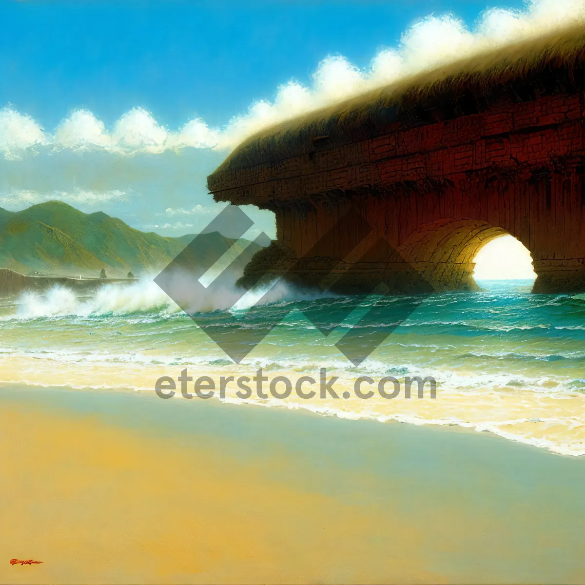 Picture of Exquisite Tropical Beach Paradise with Palm Trees