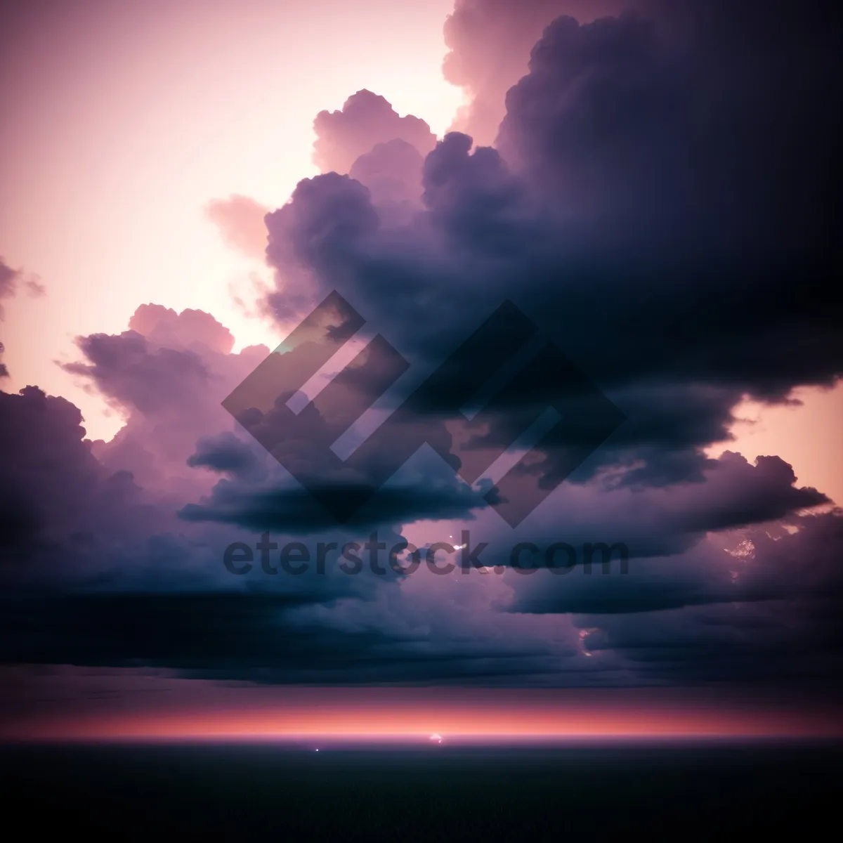 Picture of Glorious Sun Setting Behind Majestic Clouds