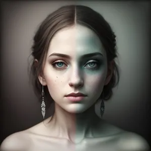 Stunning Close-Up of an Attractive Brunette's Sensual Face