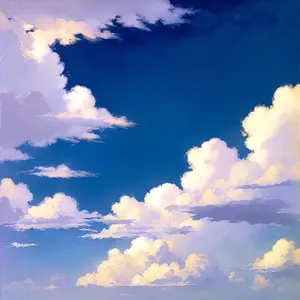 Vibrant Daylight Sky with Fluffy Clouds