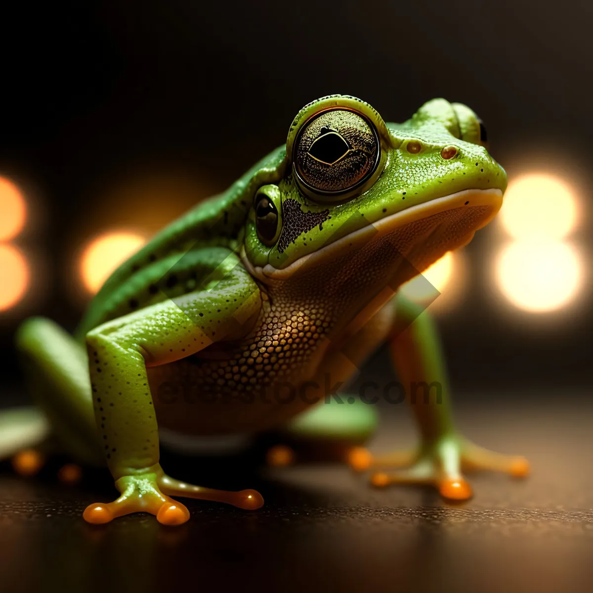 Picture of Vibrant Orange Eyed Tree Frog with Bulging Eyes